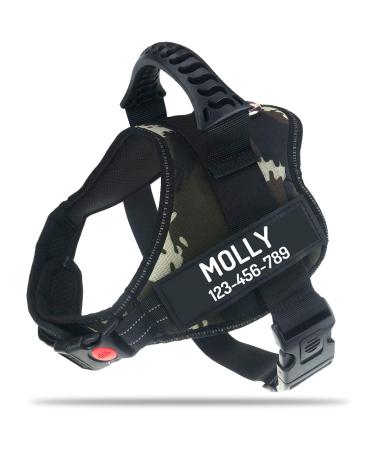 Pawpawify dog harnesses against pulling with personalized name and telephone number hard-wearing prevents tug pulling or choking for training and walking m chest 24-31in jungle starn