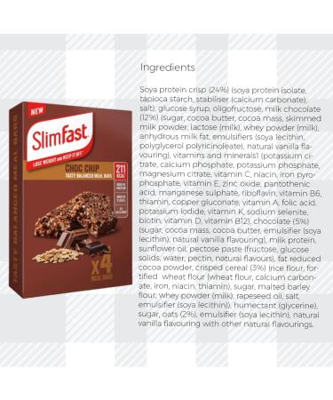 AETN Creations 3 Packs of Slim Fast Choc Chip Meal Replacement Bars with Essential Proteins & Fibres complete with AETN Magnet + Meal Planner - Buy Online on GoSupps.com