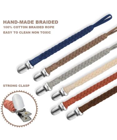 Xixkolyu Pacifier Clip Set for Boys & Girls - 6 Pack Handmade Braided Baby Pacifier Holder Leash | Fits All Pacifiers & Teething Toys | Perfect Modern Unisex Baby Gift - Buy Online on GoSupps.com