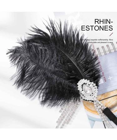 Zoestar Feather Headbands Crystal Tassel 1920s Headpiece Great Gatsby Accessories Flapper Headband Party Hair Jewelry for Women (Black) - Buy Online on GoSupps.com