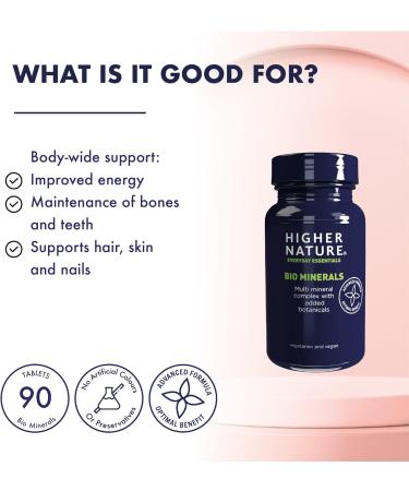 Higher Nature Bio Minerals - Plant-Based Multimineral Supplement - Vegetarian & Vegan - 90 Tablets - Buy Online on GoSupps.com