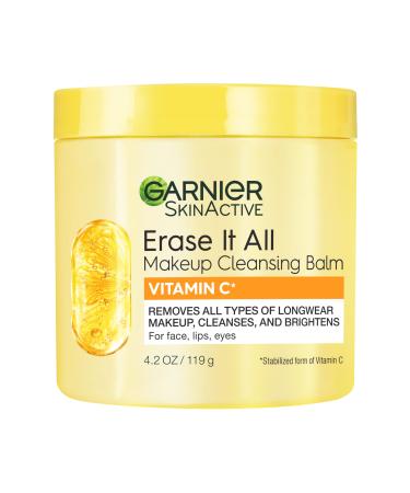 Garnier Erase It All Makeup Cleansing Balm with Vitamin C, Brightening Facial Cleanser and Makeup Remover, 4.2 Oz 4.2 Ounce (Pack of 1)