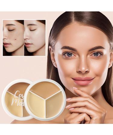 Concealer 3-Color Concealer Make Up Waterproof Leg Foundation Full Cover Concealer Palette Corrects Dark Circles Red Marks Scars (2# Skin Color Even 4.5g) - Buy Online on GoSupps.com