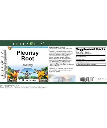 Buy Pleurisy Root 450 mg - 100 Capsules | Premium Quality Herbal Supplement | International Shipping Available - Buy Online on GoSupps.com