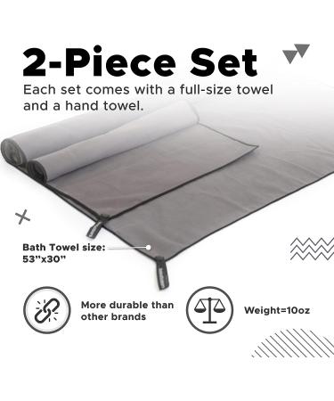 Quick Dry Microfiber Travel Towel 2 Pack - Lightweight & Fast Drying Towels for Gym, Swim, Camping, Beach & Sports - Blue - Buy Online on GoSupps.com