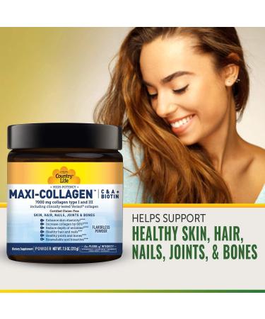 Country Life High Potency Maxi-Collagen 7000 Flavorless Powder - 7.5 oz for Optimal Skin & Joint Health - Buy Online on GoSupps.com