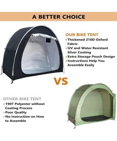 PROLEE Bike Tent 6.6FT Waterproof 210D Oxford Fabric Outdoor Bicycle Cover Shelter | Storage Tent for 2 Bikes in Home Garden - Black - Buy Online on GoSupps.com