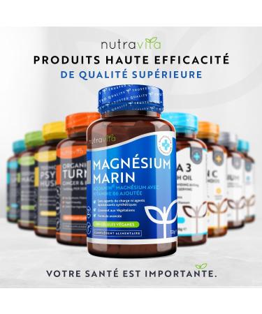 Magnesium Marin 360mg and Vitamin B6-180 Vegan Capsules - Magnesium B6 Fights Fatigue and Stress - Magnesium Aquamin Highly Bioavailable and Clinically Supported - Nutravita - Buy Online on GoSupps.com