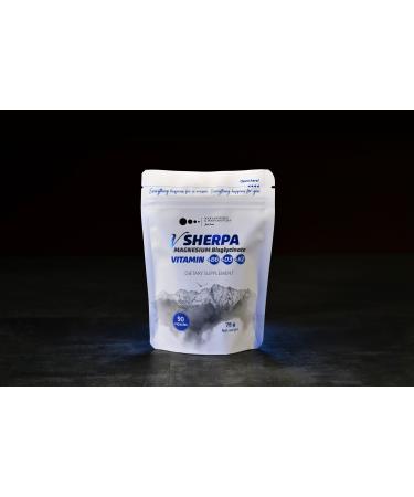 vSherpa Magnesium Bisglycinate + Vitamin B6, D3, and K2, Premium Vegan Dietary Supplement for Muscle, Bone, and Nerve Health, Gentle on Stomach, Non-GMO, Gluten-Free, GMP-Certified, 90 Capsules