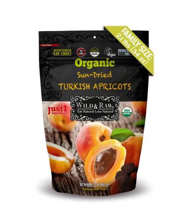 ORGANIC TURKISH APRICOTS SULFUR-FREE - BULK SIZE - 2.1lbs (34oz) - Kosher Non-GMO Sun-Dried