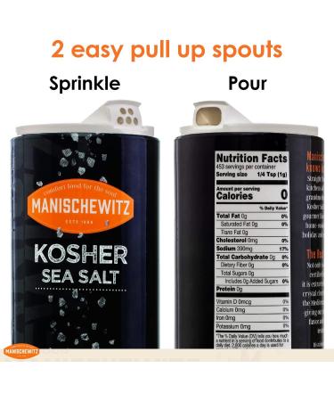 Manischewitz Premium Kosher Salt - Coarse Sea Salt from Pure Mediterranean Sea Salt 454g (Pack of 2) - Refill for Salt Grinder in Easy Pour Canister - Product of Italy - Buy Online on GoSupps.com