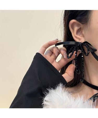 Southjieling Gothic Band with Fly Necklace & Earrings Set | Crystal Pearls Choker & Fashionable Loop Earrings for Women - Black - Buy Online on GoSupps.com