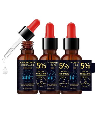 5% Biotin Minoxidil Hair Growth Oil 5% Minoxidil for Men and Women Hair Growth Serum Minoxidil Biotin Hair Growth Serum Nourishes Scalp Stops Hair Loss & Thinning 20ml (60ml)