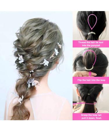 Professional Hair Styling Set: Topsy Tail Tools, French Braid Loop, Tail Braiding Combs with 50 Rubber Bands - 6 Pcs - Buy Online on GoSupps.com