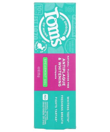 TOMS OF MAINE Whitening Spearmint Gel Toothpaste 4 OZ - Natural Teeth Whitening for Fresh Breath | Buy Internationally - Buy Online on GoSupps.com