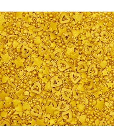 Sprinkletti - Gold - 30g Cake Topper Sprinkles - Shimmer Confetti Hearts Stars Balls & Strands - Edible Cake Decorations - Wedding and Birthday Cake Sprinkles 30g Gold - Buy Online on GoSupps.com