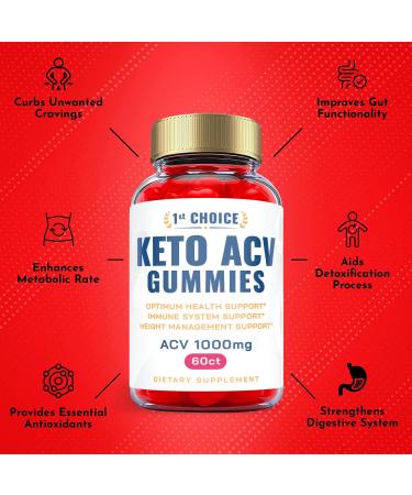 1st Choice Keto ACV Gummies - Vegan Formula for Weight Loss - 2 Pack (120 Gummies) - with Apple Cider Vinegar and Vitamin B12 - Buy Online on GoSupps.com