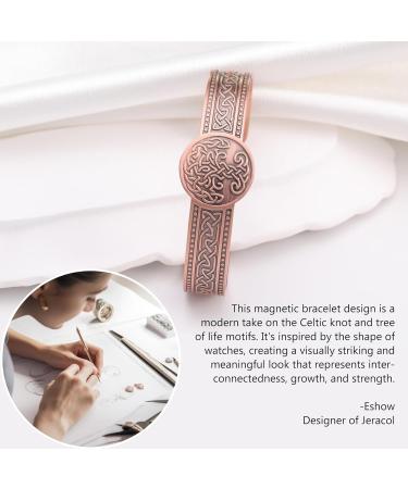Jeracol Copper Bracelets - Tree of Life & Celtic Knot Design Cuff Bangle | Magnetic Therapy Bracelet with 12 Powerful Magnets | Brazaletes Jewelry Gift Box - Buy Online on GoSupps.com