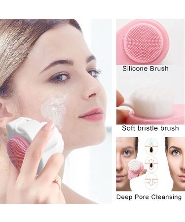 3Pcs Upgraded 2-in-1 Facial Cleansing Brush Set for Cleansing and Exfoliating - Pink, Green, White - Buy Online on GoSupps.com