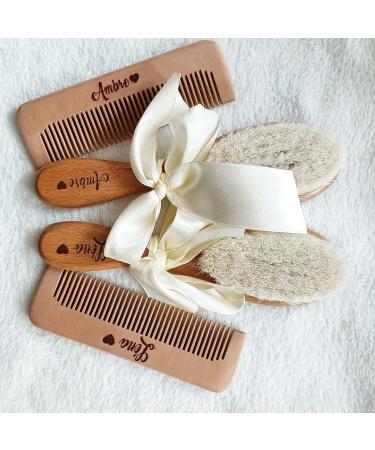 Personalized Baby Hair Brush Set | Engraved Infant Name | Soft Brush for Newborns | Ideal Gift for Baby Showers - Buy Online on GoSupps.com