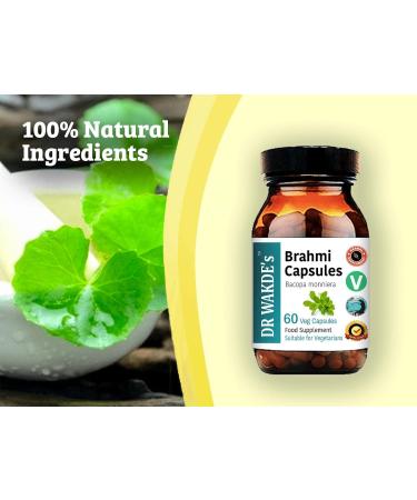 DR WAKDES Brahmi Capsules - 60 Vegan Ayurvedic Supplement for Mental Clarity & Focus | Bacopa Monnieri Herbal Natural Remedy - Buy Online on GoSupps.com