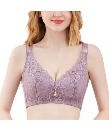 Gdynia wireless wide carrier armpit smoothing for women supporting minimizer slightly lined lace bras with full cover 90e purple