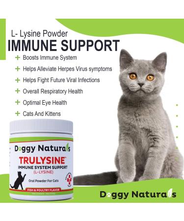 Trulysine Plus L-Lysine for Cats - Immune Support Powder - Chicken or Fish & Poultry Flavor - 100g - Made in USA - Buy Online on GoSupps.com