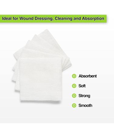 Posi Pulse 5cm x 5cm 200ct Non-Sterile Gauze Swabs - 4 Ply, Soft & Strong Viscose/Polyester Blend, Latex Free, CE Certified - White Gauze for Wound Care - Buy Online on GoSupps.com