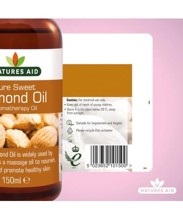 Natures Aid Almond Oil Pure Sweet Almond Oil Massage Oil Suited to Dry Sensitive Skin 150 ml (Pack of 5) - Buy Online on GoSupps.com