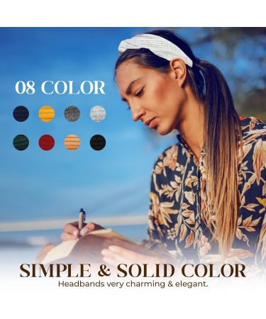 VENSO Headbands for Women 8 Pack with 2 Hair Ties - Solid Color Twist Headbands for Yoga, Sports & Workouts - Buy Online on GoSupps.com