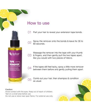 Cliphair Tape Hair Extensions Remover 118ml Easy to Use Tape Remover Hair Extensions 4 FL oz Citrus Oil Enriched Adhesive Tape Remover - Buy Online on GoSupps.com