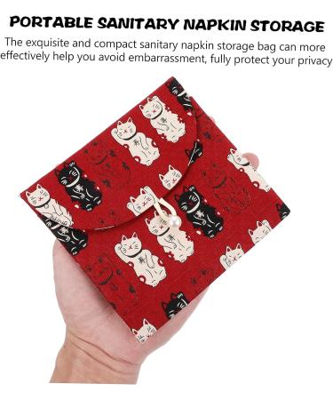 Healifty Womens Wallets Lucky Cat Storage Bag Ladies Purses Diaper Bag Organizer Womens Toiletry Bag s Coin Purse Napkin Bag Change Purse Wallet Travel Menstrual Pad Holder Storage Pouch Red 14X13CM - Buy Online on GoSupps.com
