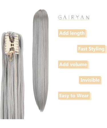 Gairyan Clip in Ponytail Hair Extensions 21 inch Ponytail Extension Long Straight Pony Tails Claw on Ponytail Synthetic Hairpieces for Women Soft Natural Look (Dark Gray) - Buy Online on GoSupps.com