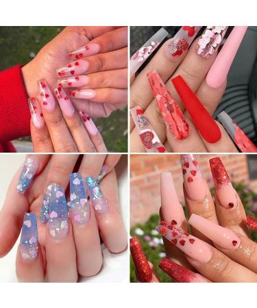  GZMAYUEN GZMAYUEN 12 Girls 3D Heart-Shaped Glitter Nail Art - Holographic Laser Glitter for Nails Gold Glitter - Buy Online on GoSupps.com