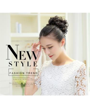Light Brown Human Hair Scrunchie - Elastic Bun Updo Chignon Curly Accessory for Women - Buy Online on GoSupps.com