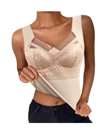 bgyujn vest with bh pads padded thickening body brh top de including not marking itself heated thermal underwear female bust animal for women beige xl