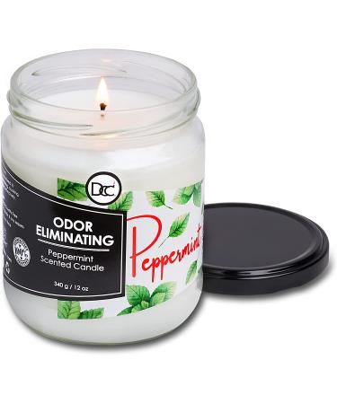 Peppermint Odor Eliminating Candle - 80 Hour Burn Time - Premium Soy Blend - 12 oz - Buy Online on GoSupps.com