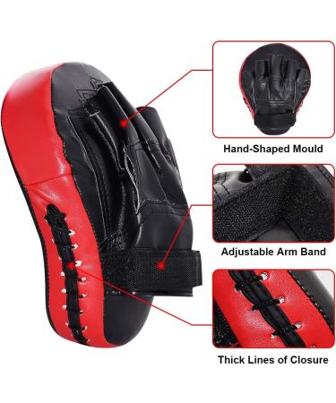TLBTEK Curved Punching Mitts Boxing Pads for Kids Men & Women - Red - Buy Online on GoSupps.com