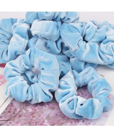 Araluky 12 Pack Blue Velvet Hair Scrunchies for Women - Elastic Thin Hair Bands - Satin Hair Ties - Bulk Hair Accessories - Buy Online on GoSupps.com