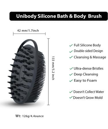 2 PC Oval Silicone Exfoliating Body Scrubber & Shampoo Brush - Soft Silicone Loofah for Sensitive Skin - Shower Hair Scalp Massager - Easy to Clean - Black & Pink - Buy Online on GoSupps.com