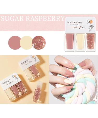 Nail Polish Nail Varnish Pink White Glitter 3 -in-1 Nail Polish Quick Dry Breathable French Manicure Nude Natural Elegant Non-toxic No UV Needed Nail Polishes for Woman Home DIY Nail Art Gift - Buy Online on GoSupps.com
