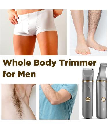 Men's Electric Body Hair Trimmer - USB Rechargeable, Replaceable Ceramic Blades, IP7X Waterproof - Gray+Gold - Buy Online on GoSupps.com