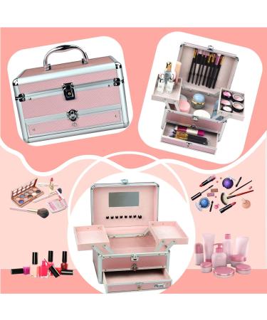 REME Small Pink Makeup Train Case with Trays and Drawer - Cosmetic Organizer and Jewelry Box - Buy Online on GoSupps.com