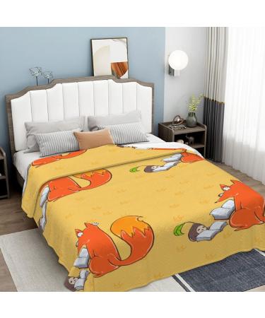 YYHHAOFA Sunflower Seeds and Foxes Picture Flannel Blanket 66x90 in Normal : Skin-Friendly Warm and Comfortable Easy Care and Durable Black normal - Buy Online on GoSupps.com