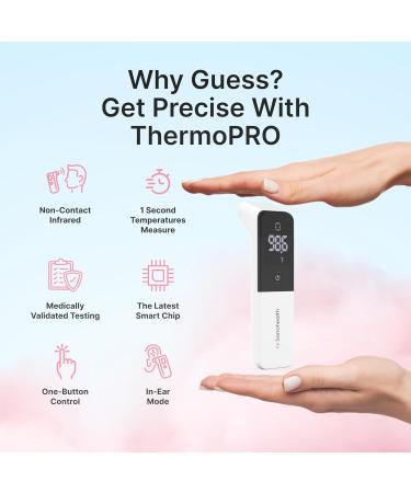 ThermoPRO 3-in-1 Thermometer for Kids & Adults | Accurate Forehead Ear & Bottle Thermometer by SonoHealth - Fast International Shipping - Buy Online on GoSupps.com