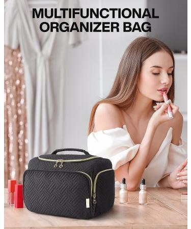 BAGSMART Large Toiletry Bag for Women  Cosmetic Makeup Bag Organizer with Handle  Travel Bag for Toiletries  Travel Accessories  Full Sized Container  Black-L Black Large - Buy Online on GoSupps.com