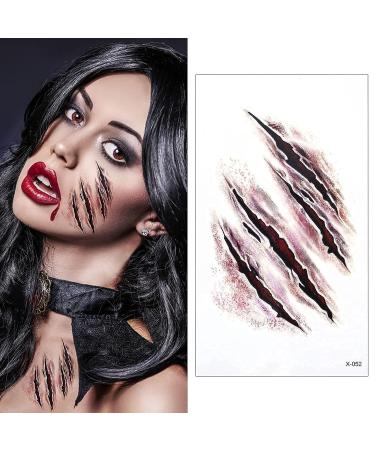 Molain 10pc Temporary Tattoo Stickers - Horror Bloody Wound Stitch Scar Scab Halloween Easter Decorations for Women, Men, Kids - Buy Online on GoSupps.com