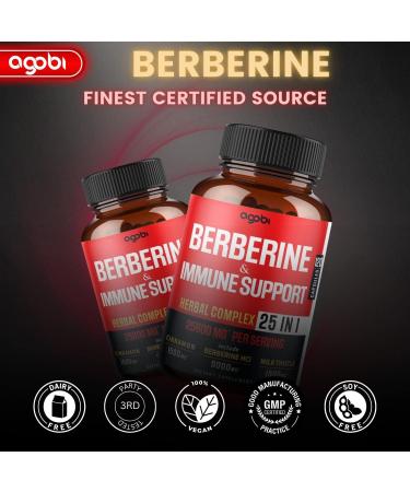 Premium Berberine Supplement 25600mg with Milk Thistle, Ashwagandha, Turmeric - 120 Capsules - Immune, Cardio, Gut support - Buy Online on GoSupps.com