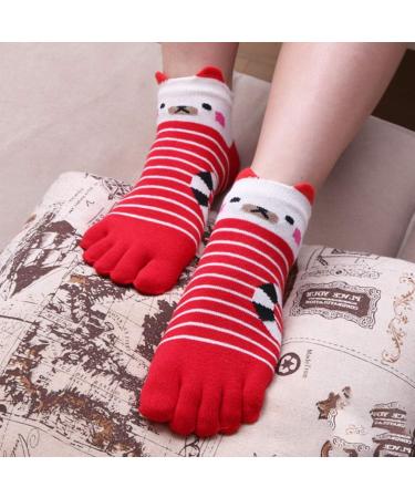 Happyyami Christmas Five Toe Socks - 4 Pairs Cat Toe Jacquard Women s Holiday Cotton Socks - Buy Online on GoSupps.com