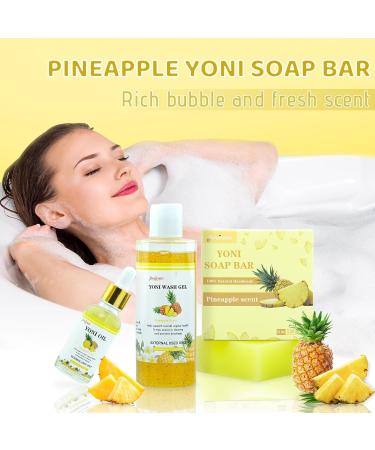 Yoni Wash & Oil Set | PH Balanced Feminine Care | Intimate Wash for Odor Removal | Pineapple Scent 1 Fl Oz Oil 6.67 Fl Oz Wash 3.52 Oz Soap Bar - Buy Online on GoSupps.com